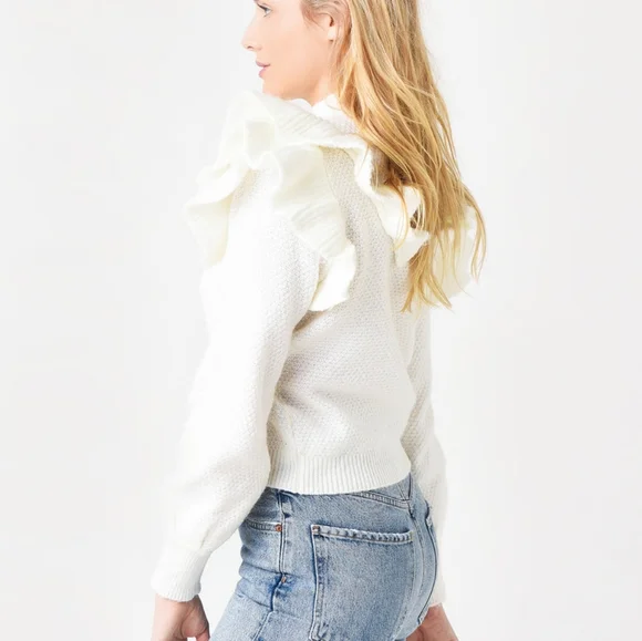 BB DAKOTA by STEVE MADDEN NWT Ruffle Cable KNit Long Sleeve Sweater - Picture 4 of 5